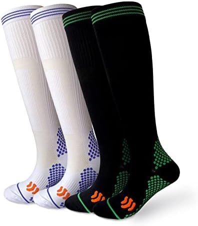 Rademar, meias de compressão leve, meias de ioga esportivas, meias de futebol, meias de torcida, 2 pares, adequados para mulheres,