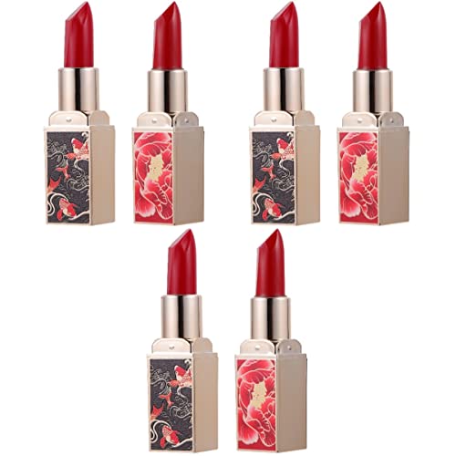 Lurrose Matte Lipstick 6 PCs Lipsticks de hidratante suave Maquiagem para mulheres chinesas hidratam Lady Lady Hidratando Acessório