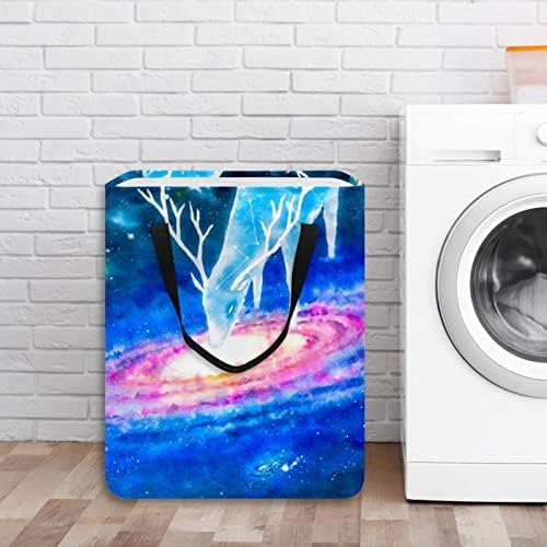Magical Deer em Galaxy Space Print Lavanderia dobrável, 60l de lavanderia à prova d'água Bestas de lavagem de roupas de roupas de roupas