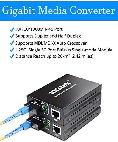 Conversor de mídia SC de modo único BIDI Gigabit, conversor de fibra para Ethernet de 10/10/11000m, 1000Base-FX SC para 10/10/1000BASE-T/TX RJ45, módulo de fibra embutido, SMF, 1310/1550nm, 20km, 1 Par
