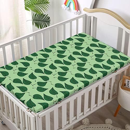 Folhas folhas de berço com tema, colchão de berço padrão folha de cama macia e respirável lençóis para meninas para meninos, 28 “x52“, verde verde pálido