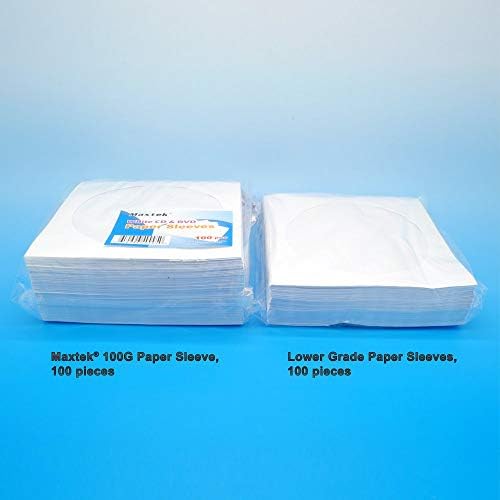 Pacote 200 Maxtek Premium Paper White CD DVD Sleeves Envelope com corte de janela e aba, papel de 100 gsm.