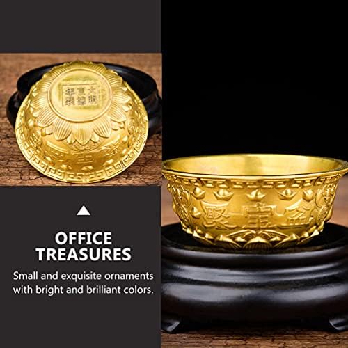 Cabilock Feng Shui Treasure Bowl Brass Brass Ornamentos de riqueza Cornucopia Golden Treasure Basin para velas flutuantes Flores