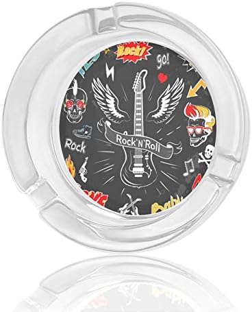 Roll Roll Punk Skull 4 Impressa Glass Ashtrays Cigarettes Holder Funny Round for Home Office Outdoor