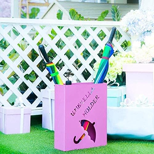 Lxdzxy guarda -chuva, guarda -chuva, suporte para guarda -chuva de metal rosa livre de pé para a porta da frente da festa, interna para decoração de escritório em casa, rosa, 33 × 12 × 41cm