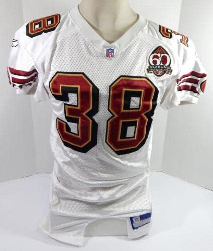 2006 San Francisco 49ers Franklin #38 Jogo emitiu White Jersey 60 S P 44 53 - Jogo da NFL não assinado