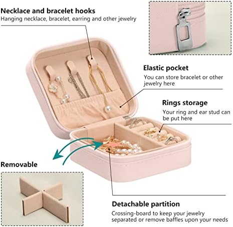 Umbiriko Flowers Plant Travel Jewelry Box for Women, Organizador de jóias de couro PU, caixas de armazenamento de caixa para brincos, anéis, colares, rosa 4 x 4 20802538