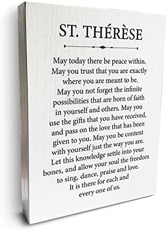 Rustic May Hoje há paz na caixa sinal de madeira positiva St. Therese citação de madeira placa placa de plataforma de arte de parede