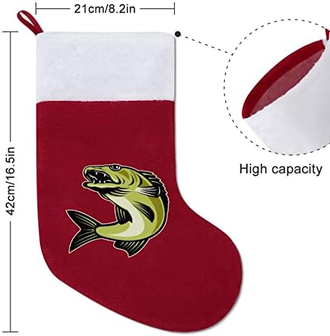 Pesca de robalo engraçado meias de Natal com meias de natal de punho curto para lareira pendurada na decoração de férias em família