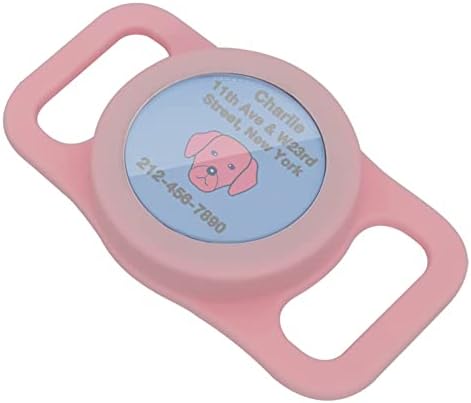Titular do colarinho de cachorro Whalezon Airtag, estojo de areta de silicone para rastreador de tags de ar Apple, tampa de tag de ar para colarinhos de estimação rosa grande