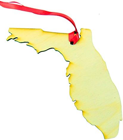 Ornamento de Natal da Flórida, decoração de mapa em forma de madeira de madeira feita à mão nos EUA