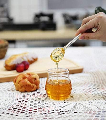 Jarra de mel mkono com dispensador de contêiner de panela de mel de vidro de vidro de tampa para cozinha em casa, 9 onças,