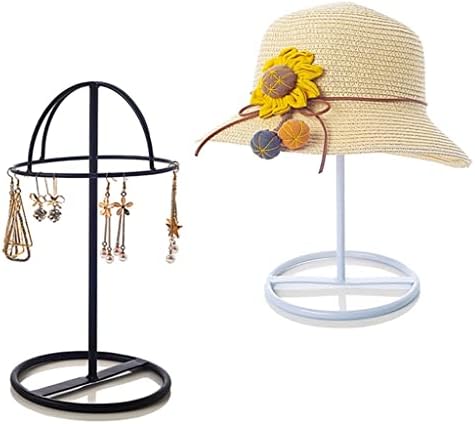 Walnuta Hat de chapéu de ferro forjado estande de chapéu doméstico Exibição de rack de suporte Brincos de colar exibição