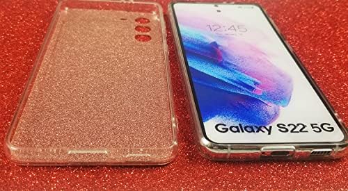 Caixa de leopardo para Samsung Galaxy S22 5G 6,2 polegadas 2022 Lançado [não para outros modos] Caso de ouro rosa brilhante e