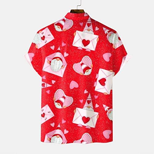 XILOCCER Mens Valentim 3D Impressão Digital Buckle Fuckle Lapela Manga curta Camisa masculina Camiseta Camiseta Pesca de camisa