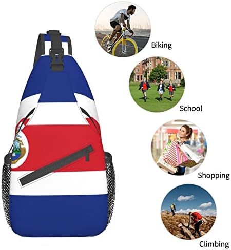 Aseeleo Costa Rica Bolsa de bandeira Backpack para homens Bolsa de peito para caminhada para camping mochila de bicicleta, ao ar livre