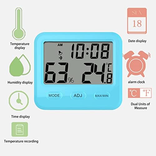UKLSQMA de alta precisão e medidor de umidade com despertador de tempo Exibição eletrônica interna Exibição Digital Temperatura e umidade Atualização rápida e alta precisão LCD Display