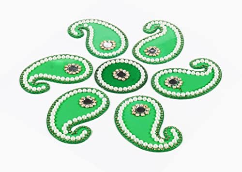 Paisley verde acrílico rangoli decorações de piso de mesa de decoração de mesa cravejada lantejoulas lantejas de casas festivas tradicionais déco | Arts-19