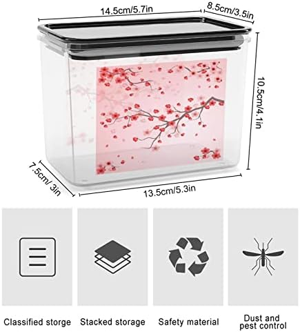 Caixa de armazenamento de flor de cerejeira de armazenamento de alimentos plásticos organizadores de recipientes com tampa para cozinha