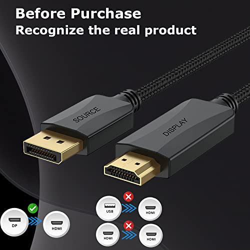 4K DisplayPort para HDMI Cable 10 -pacote, 6 pés de 4 metros da porta de exibição 4K DP para adaptador HDMI Macho para