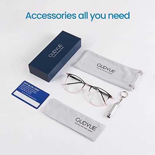 Gudvue Metal Blue Blocking Glasses Gold Rose + Glasses Caixa Cinza