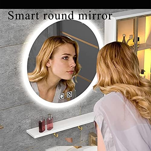 Razzum Mirror Mirror Elegante Armário de banheiro Montado na parede, armários com 2 portas e gancho de toalha, espelho de LED inteligente, para o banheiro, sala de estar, preto/branco