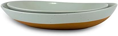 Tigelas de servir grandes cerâmicas morais- Conjunto de 2 pratos ovais para entretenimento. Pratos modernos de cozinha para jantar, frutas, salada, peru, etc. forno, lava -louças seguro, 55/35 oz, 13,5 / 11,8 - Earl Gray
