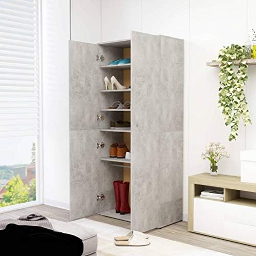 Gabinete de sapato cinza de concreto Topincn, 6 prateleiras armário de sapatos para o quarto