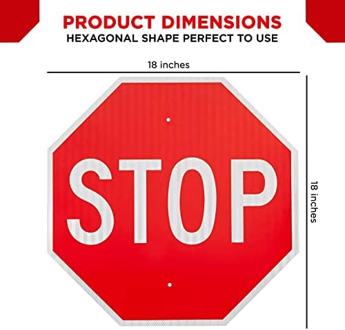 OLANZU STOP SIGN 18 ”x 18” - 0,06 polegada de alumínio - engenharia Sinais de tráfego de metal - Proteção a UV, signos de