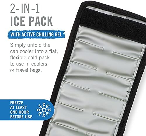 Host Insta-chill lata mais refrescível gel congelável e pacote de gelo para latas regulares de 12 onças, preto