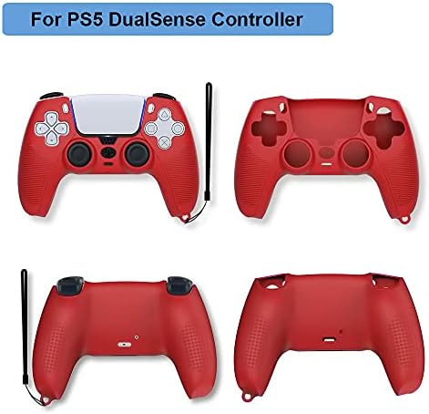 Para PS5 Silicone Protective Cobra Skin Anti -Slip Cover e Grips para PlayStation 5 Dualsense Controller - Red