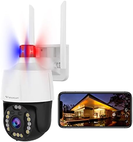 VSTARCAM 3MP PTZ WiFi Security Camera Outdoor Wired Color Night Vision, Red & Blue Lights Alarm, Câmera ao ar livre IP65, áudio