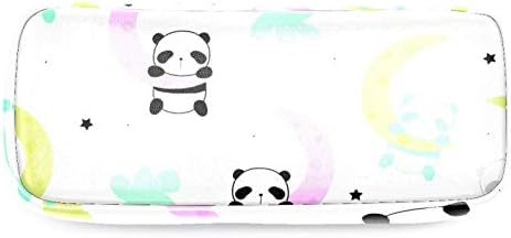 Little Little Panda Sleep Sleep 84x55in Saco de caneta de lápis de couro com bolsa de armazenamento com zíper duplo