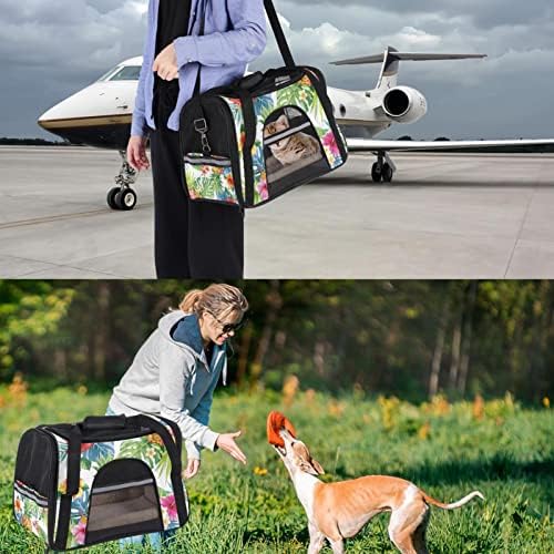 Portador de animais de estimação, transportadora de gatos, transportadora de cães, transportadora de cães para cães médios, padrão de folha de flores de abacaxi