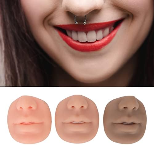 Modelo de nariz de silicone, 3 cores Simulação Modelo de nariz falso, modelo de boca do nariz humano flexível suave, para prática de pierce, ferramenta de exibição de ensino de acupuntura, modelo de acupuntura Human Model