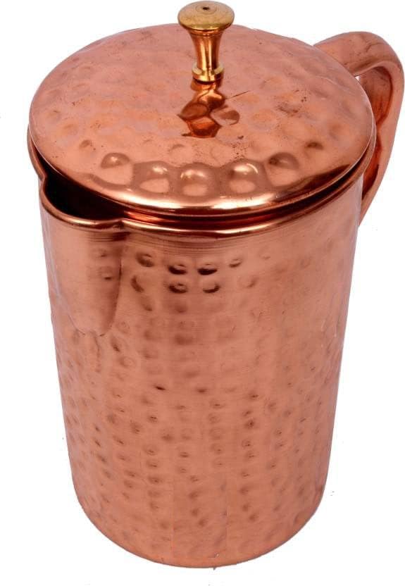 Cooton Clash cobre martelado elegante arremessador de jarro de água de martelo 1500 ml com cobre 8 água de vidro de água e servir utensílios,