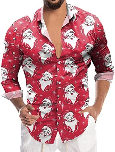 Camisetas casuais de botão casual de natal dsodan para masculino colarinho de colarinho de colarinho de colarinho de