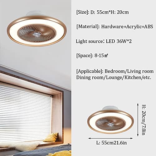 Fã do quarto de Fehun com luz de teto e controle remoto Iluminação do ventilador mudo 3 velocidades LED LUZ DE TETO DE TETRO DIMMÁVEL COM TIMER 72W MODERNA LIVE LIVER SALE