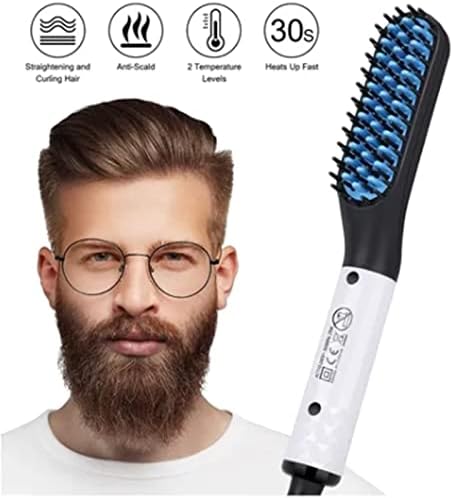 Bruscada de calor de alisamento de barba para homens, escova de alisadores elétricos PTC aquecimento portátil portátil ABS NYLON