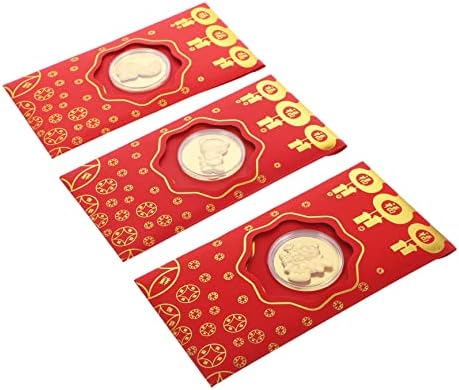 Bestoyard 3Sets pacotes de papel alumínio dourado envelope vermelho yule presentes envelopes envelopes de casamento envelopes vermelhos chineses decoração de casamento chinês ano novo envelope vermelho bolso vermelho bolso da Ásia