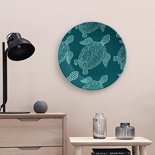 Placas de cerâmica decorativa de tartaruga verde decoração de parede com suporte para exibição para ornamento de escritório em casa