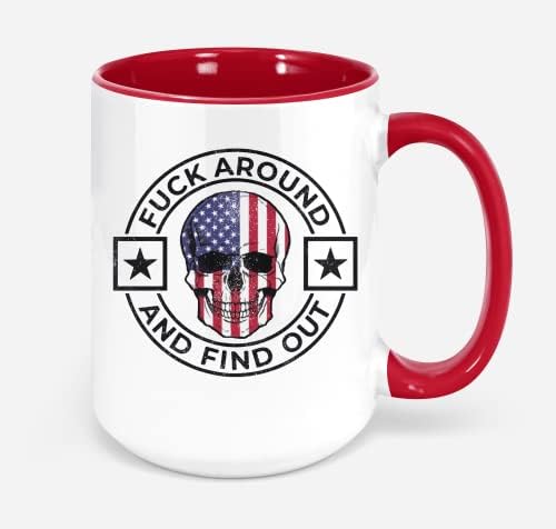 Foda -se e descubra Fafo Skull USA Flag engraçado 11oz de caneca de café preto