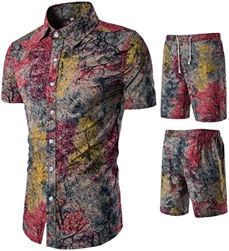 Xiloccer Men's Tracksuit Trech Suit Mens Roupet Summer Summer Fashion Top Short Set Hawaiian Beach Sleeve Shirts Shirts