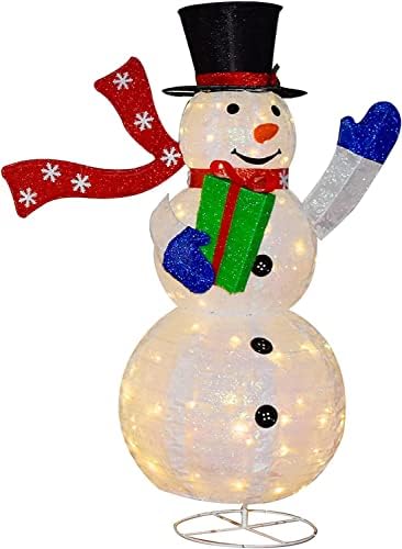 Light Up Snowman, 2,5 pés de Natal Decorações ao ar livre Antes iluminada Papai Noel Red Papai Noel Snowman colapsível boneca