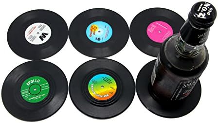 Duomuo Coaster Vinyl Record Disk Coasters para bebidas - Proteção de mesa impede danos causados ​​por móveis