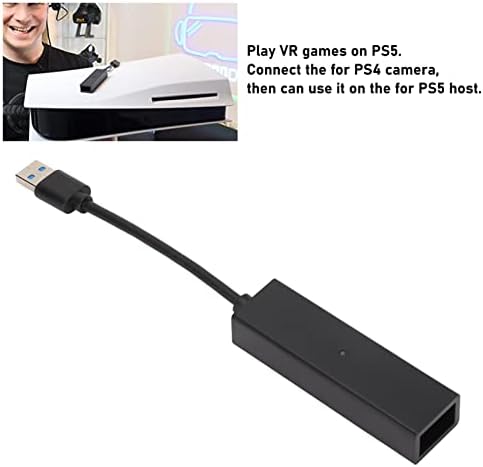 Gedourain para Cabo de conversor PS5 VR, cabo do adaptador de câmera VR para console de jogos PS5, adaptadores paralelos para câmera host PS4, design de indicadores de LED, fácil de transportar, Cabo de conversor VR para PS5