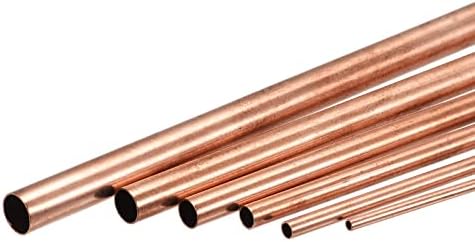 tubo de cobre uxcell, 2mm 3mm 4mm 5mm 6mm 7mm od x 0,5 mm Espessura da parede 200mm Tubos de metal de comprimento, pacote de 6