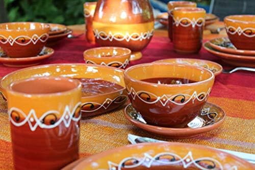 Cactus Canyon Ceramics Spanish Terracotta Cup de 5 peças Conjunto, pôr do sol espanhol