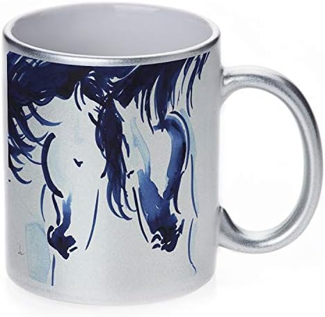 Sunshine casos caneca de café cerâmica - Clydesdale Draft Horses in Indigo Art por Denise todos