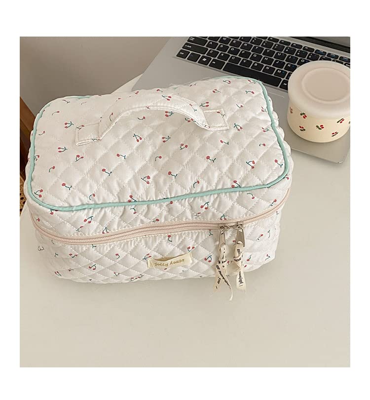 Estético kawaii fofo bolsa cosmética Travel Organizador de maquiagem de algodão com alça bolsa de higiene pessoal para